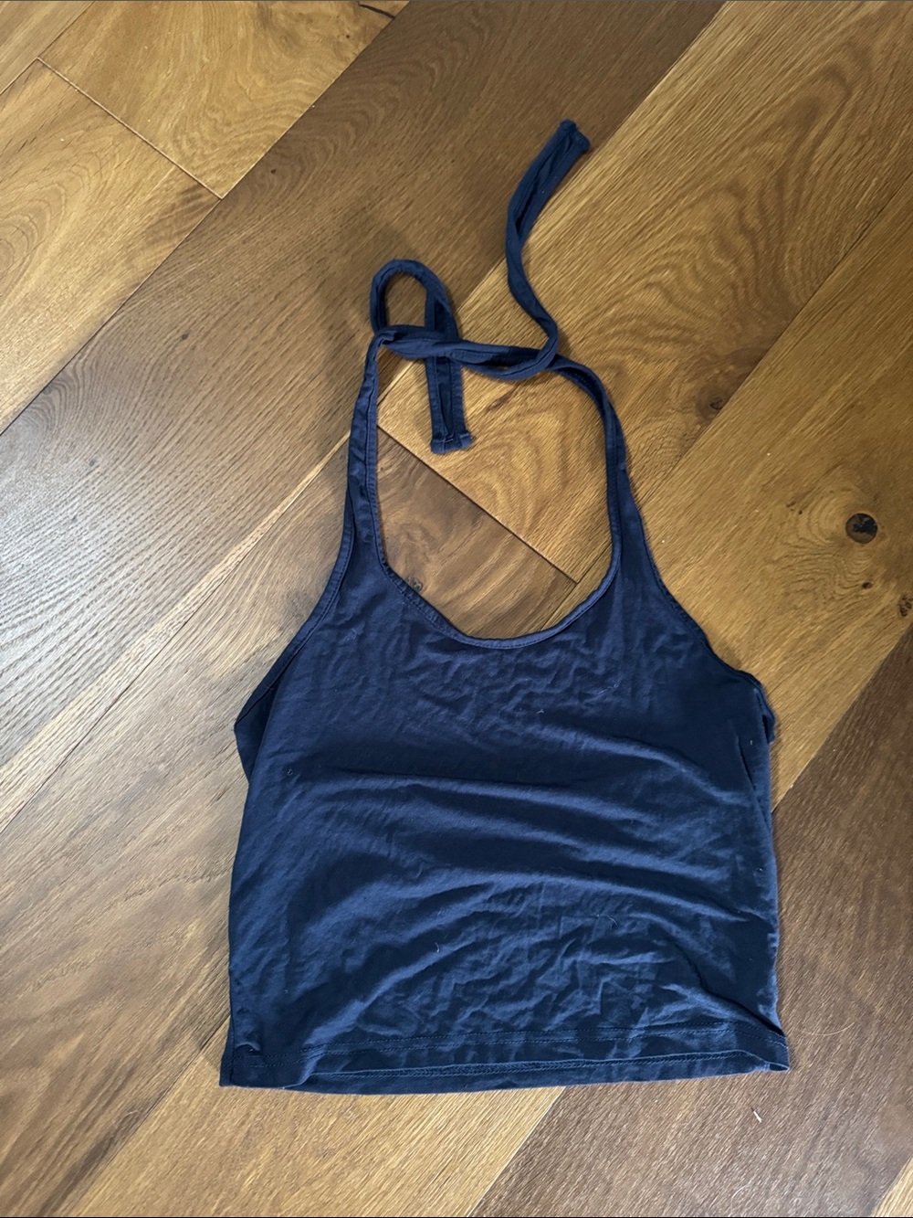 Junior’s Navy Halter Crop Tank Top